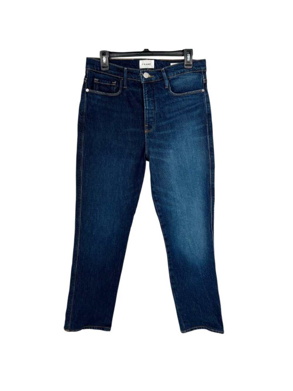 Frame Le Sylvie Slender Straight Jeans Two-Tone Denim Cropped Size 29 - Picture 1 of 12